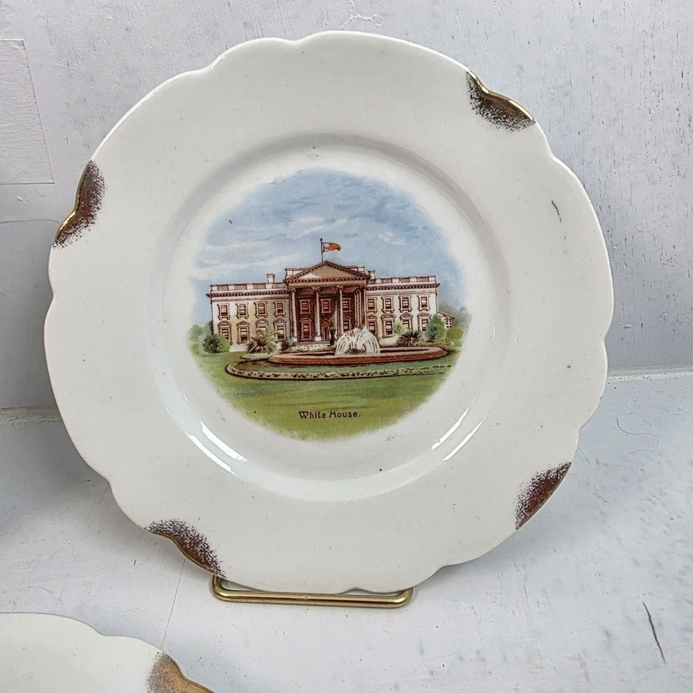 Vtg Martha Washington‎ Portrait Plate & 2 Bavarian DC Souvenir Plates Americana
